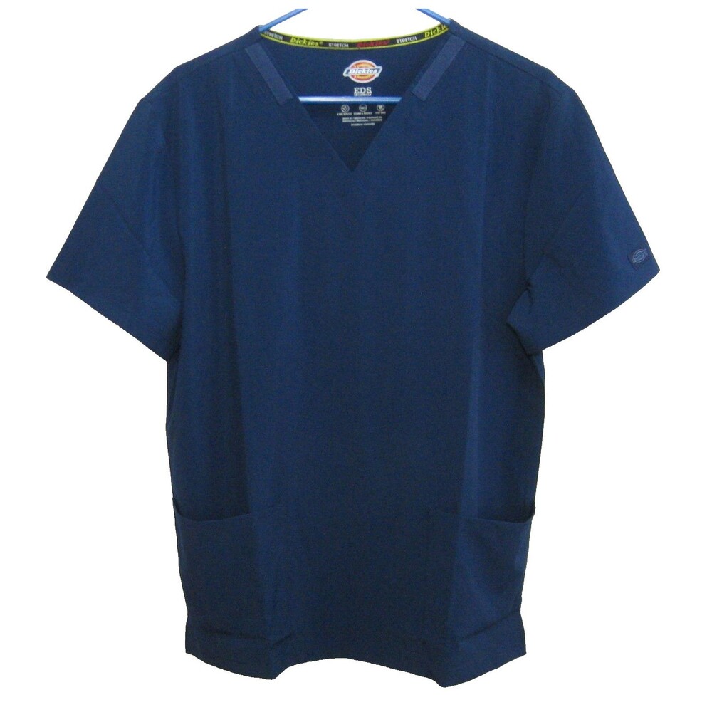 New Dickies Scrubs Womens Size Medium Blue Short Sleeve Medical EDS Shirt Top